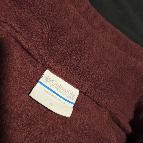 Columbia Womens Fleece Jacket Zip Up Coat Burgundy Size Small - Picture 8 of 8